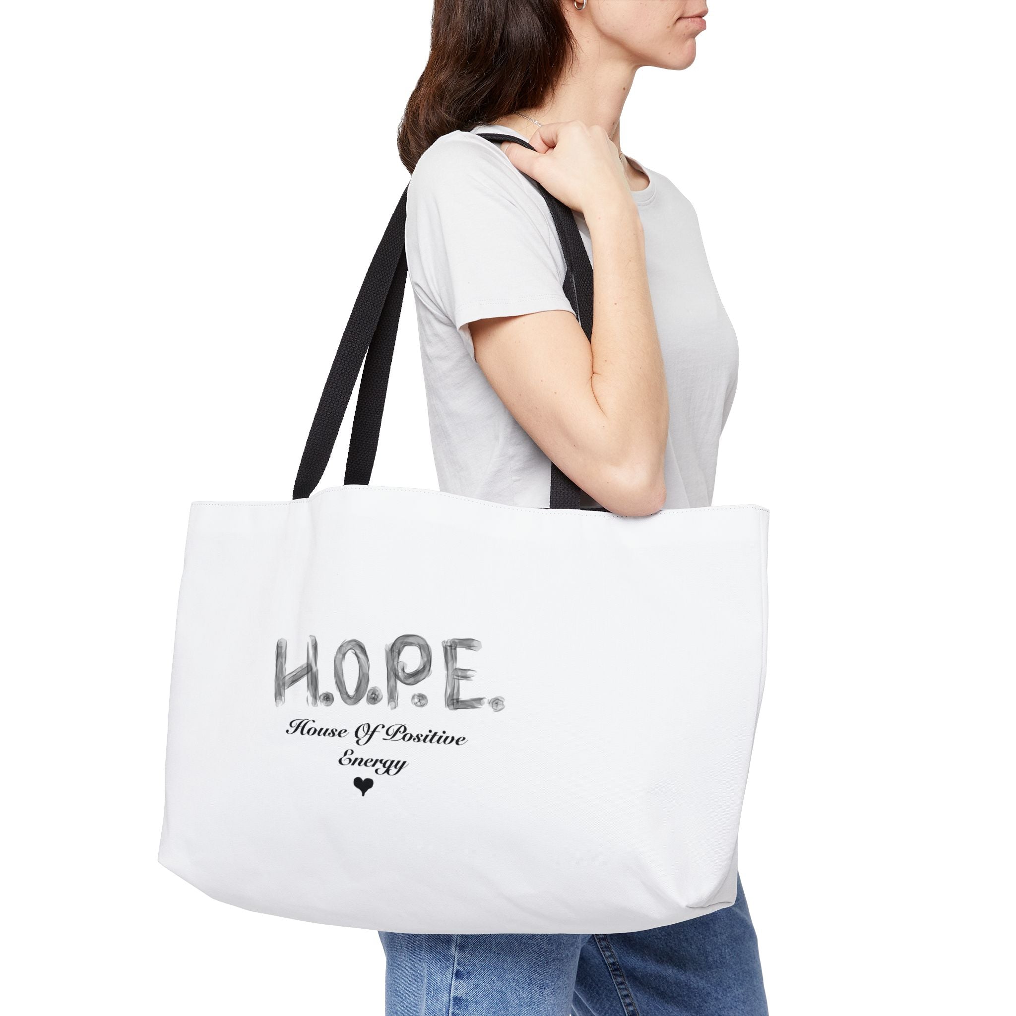 HOPE Weekender Tote Bag – Inspirational 'Home of Positive Energy' Canvas Weekend Bag