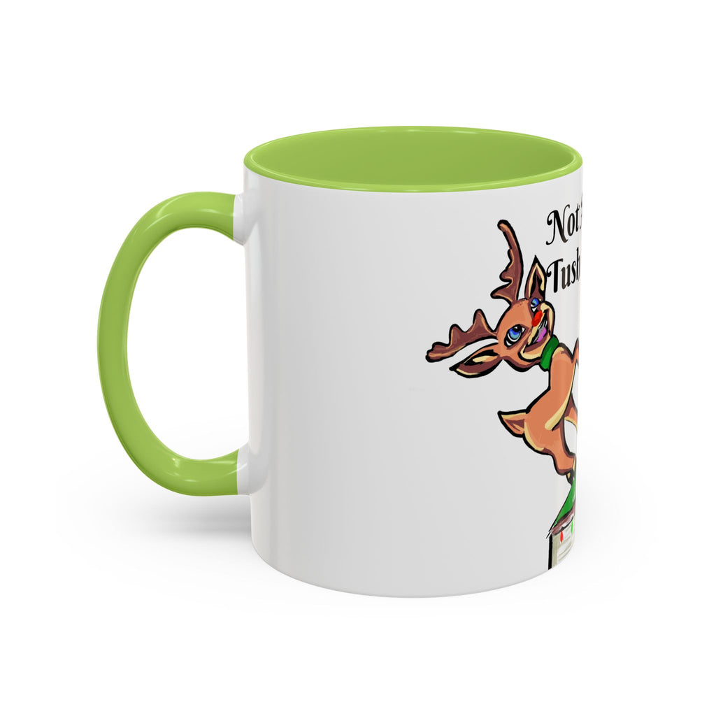Holiday Coffee Mug — "Not Another Tush Push" Reindeer Chimney Christmas Mug (11/15 oz), designed by GIGI