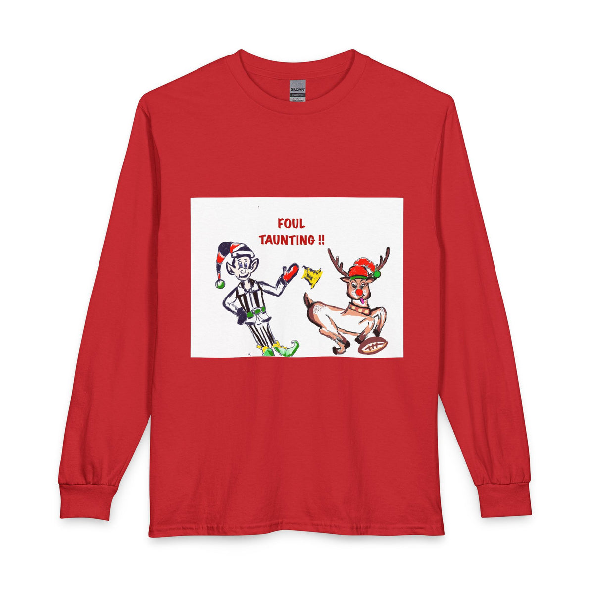 Foul Taunting! Funny Holiday Elf vs Referee Long Sleeve Tee, exclusively designed by GIGI