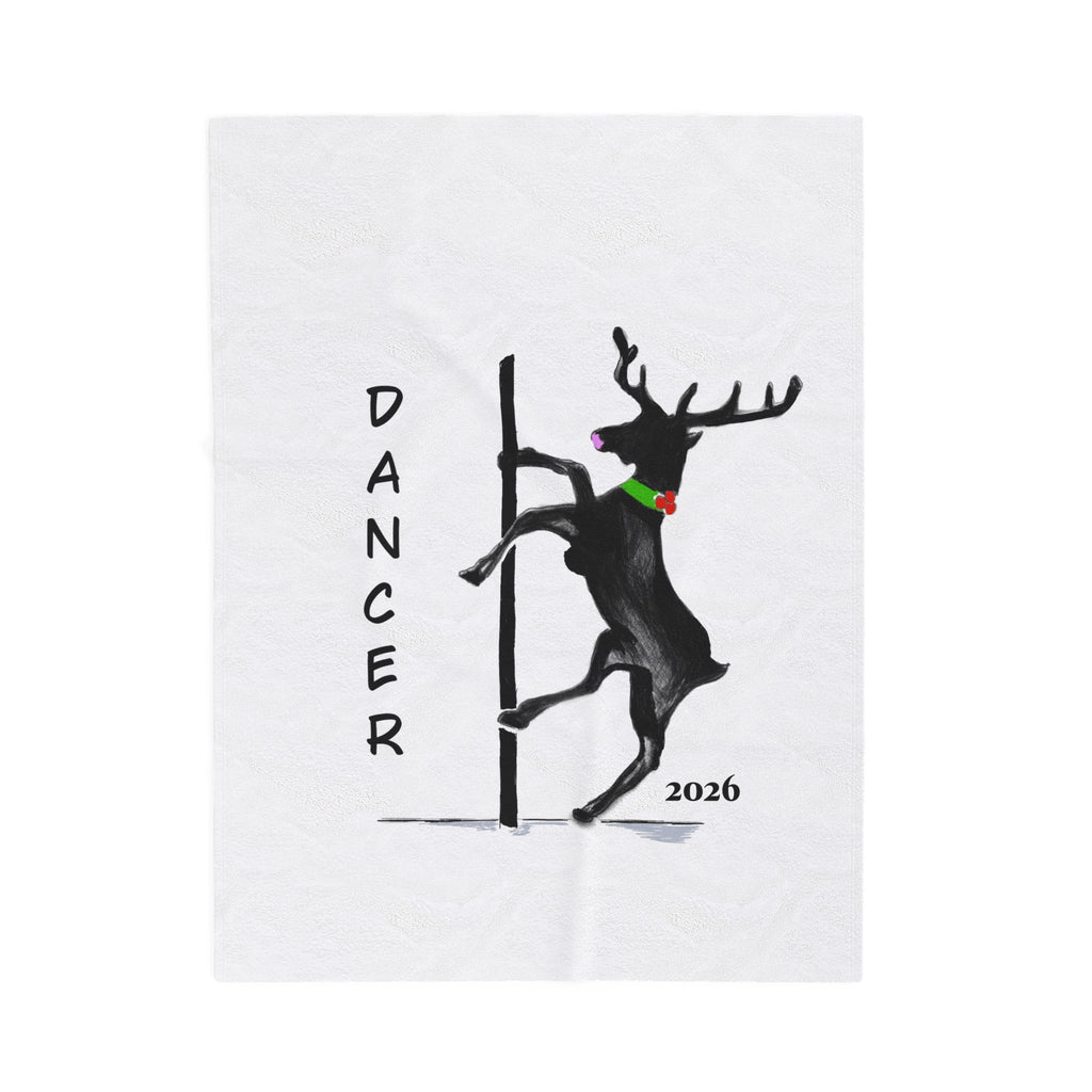"Dancer" Reindeer 2026 Velveteen Plush Blanket Designed by GIGI