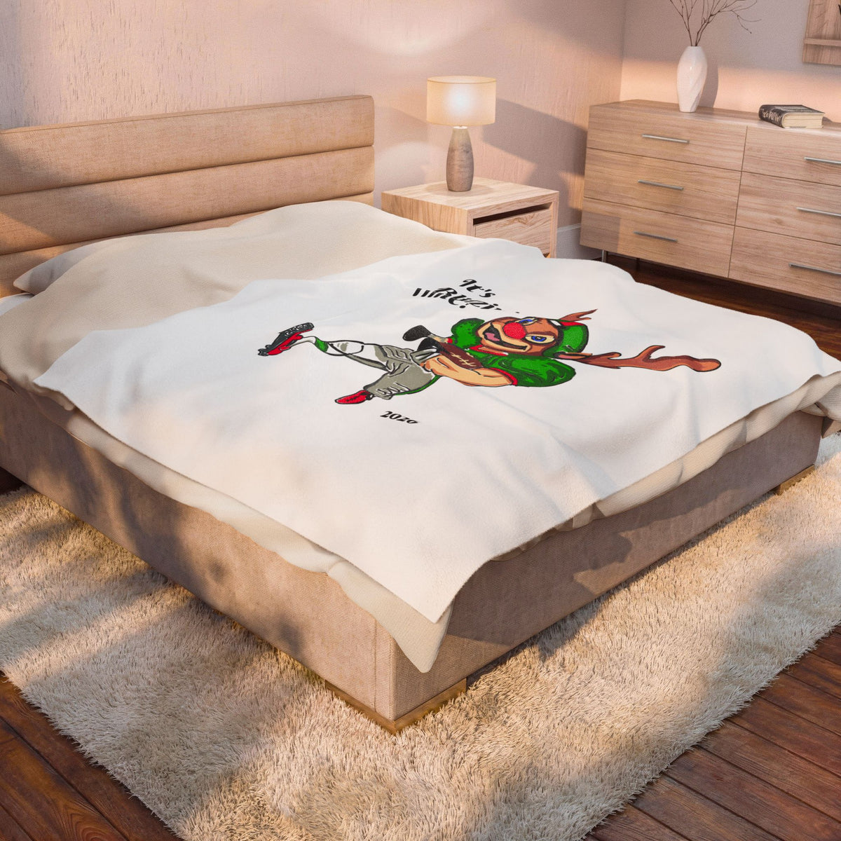 Plush Blanket — "It's Blitzin' Time!" Football Reindeer Holiday Throw, exclusively by GIGI
