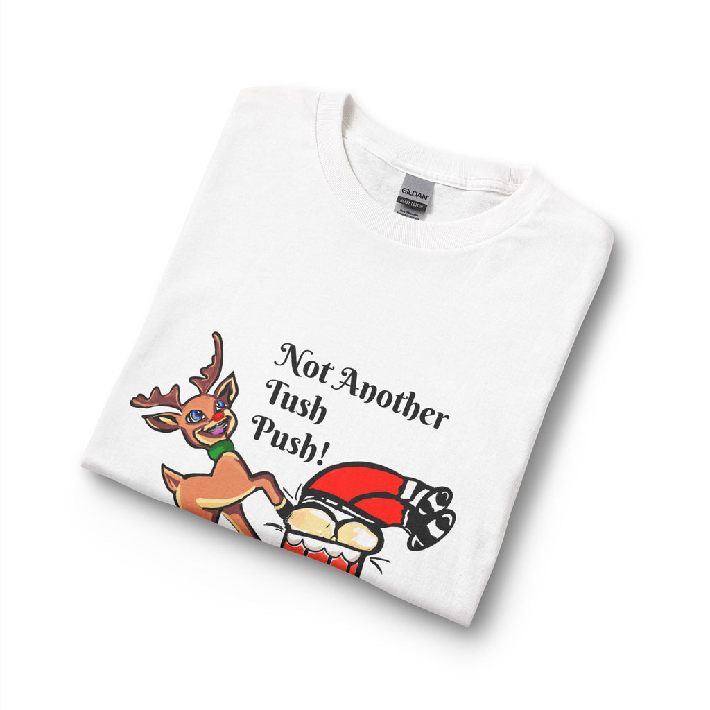 Long Sleeve Tee — "Not Another Tush Push!" Santa & Reindeer Christmas Shirt, designed by GIGI