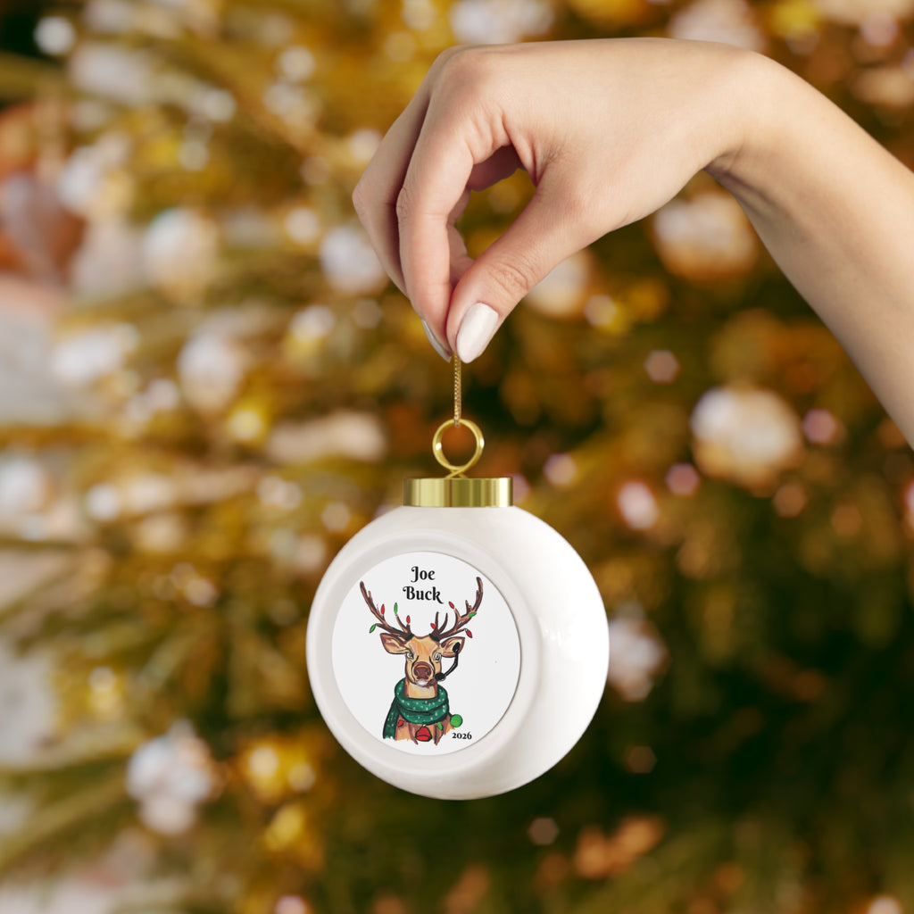 "Joe Buck" Reindeer Christmas Ball Ornament 2026 - Exclusively Designed by GIGI