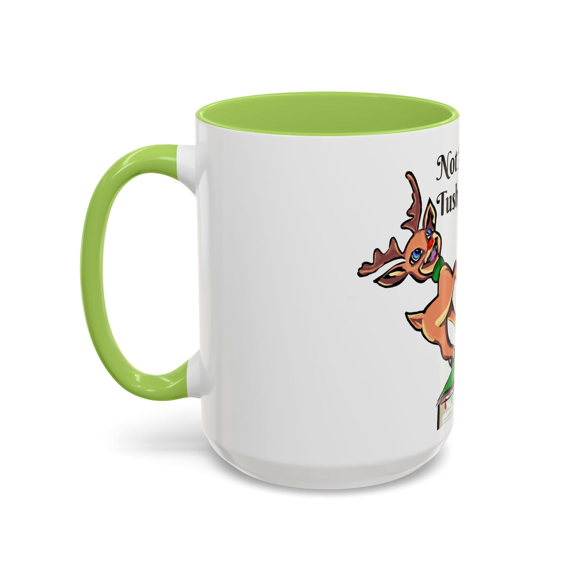 Holiday Coffee Mug — "Not Another Tush Push" Reindeer Chimney Christmas Mug (11/15 oz), designed by GIGI