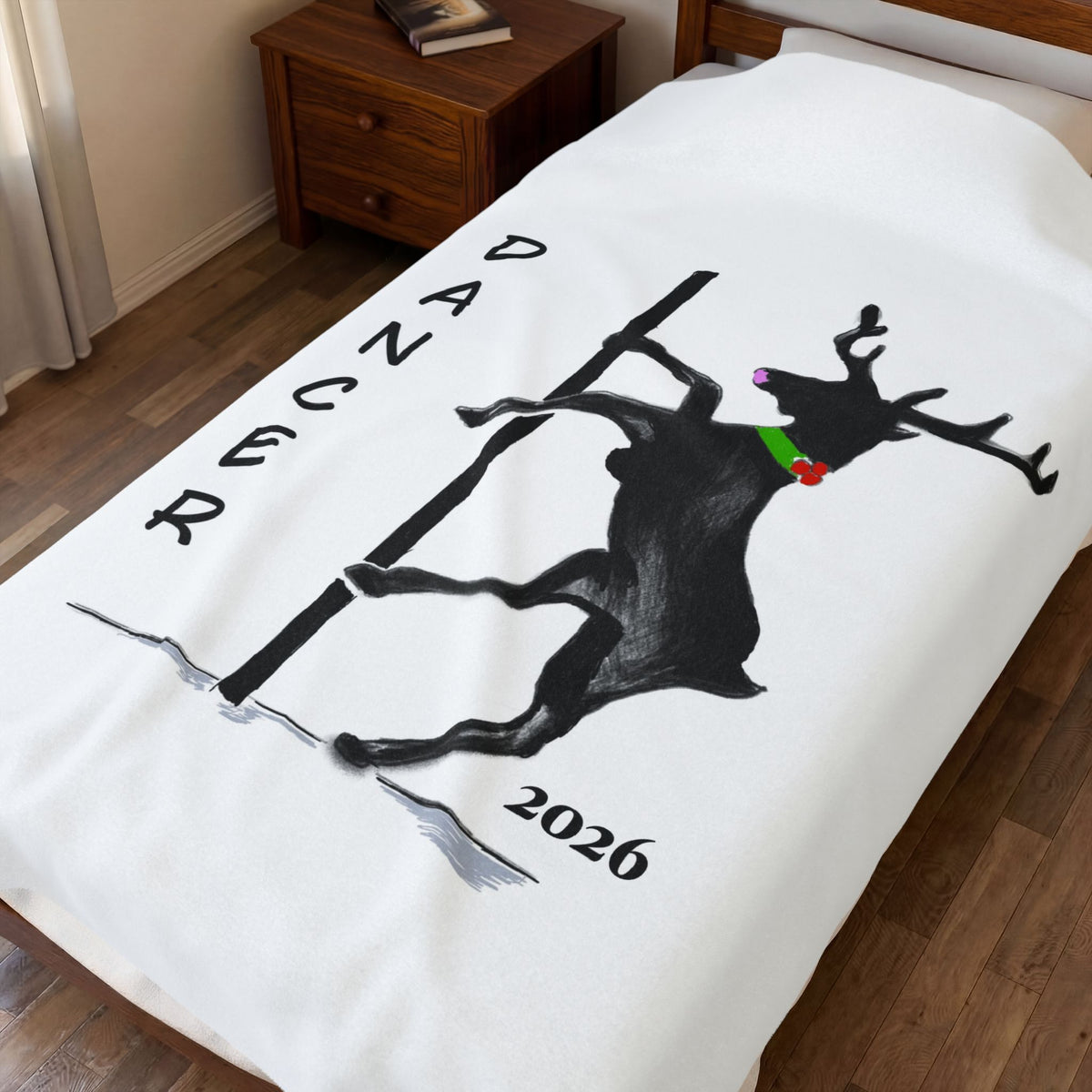 "Dancer" Reindeer 2026 Velveteen Plush Blanket Designed by GIGI